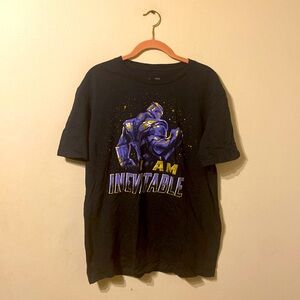 Unisex Cotton Black Marvel Avengers End Game Thanos I am Inevitable Shirt Large